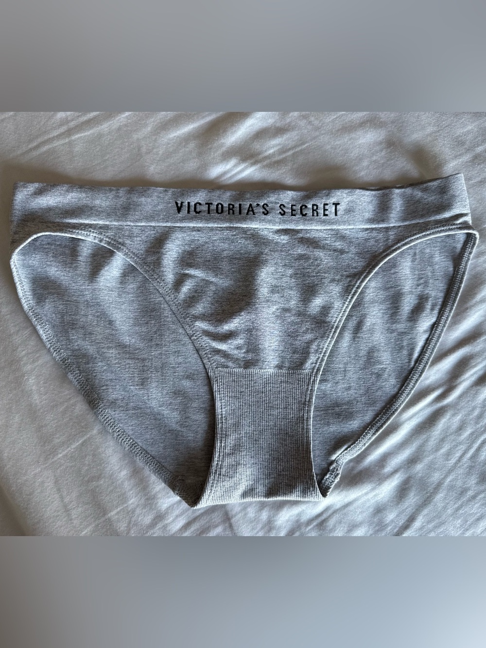 NWT VICTORIA'S SECRET GRAY LOGO WAISTBAND RARE CHEEKY CHEEKSTER PANTIES Panty L